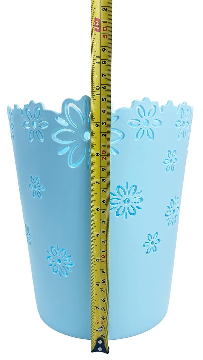 VIUJUH Wastebasket, Hollow Flower Shape Plastic Lidless Wastepaper Baskets Trash Can (Blue, Large) - Image 4